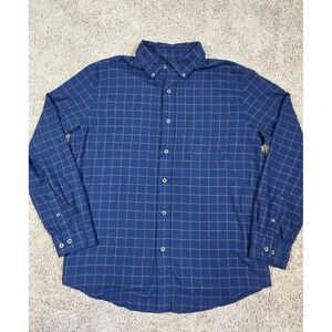 Christian Lacroix Modern Fit Blue Tan Plaid Button Down Shirt Mens XL